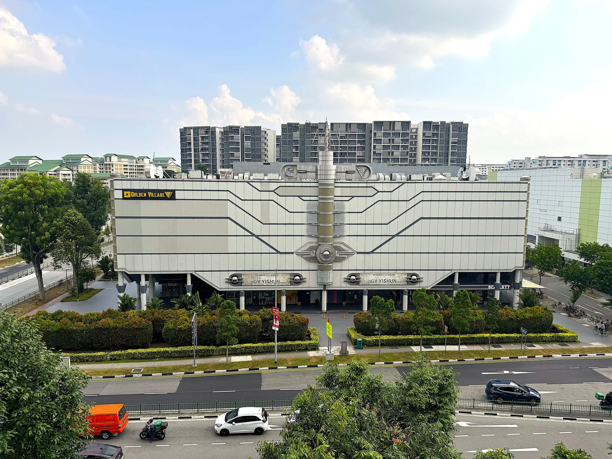 Yishun 10 building with the Golden Village cinema, seen across Yishun Central 1